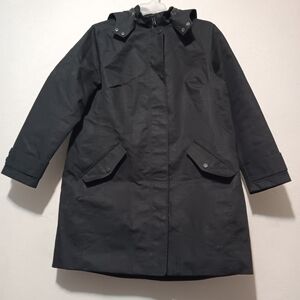 Boden Women Canvas Jacket Black Hooded  Sz14 Cotton